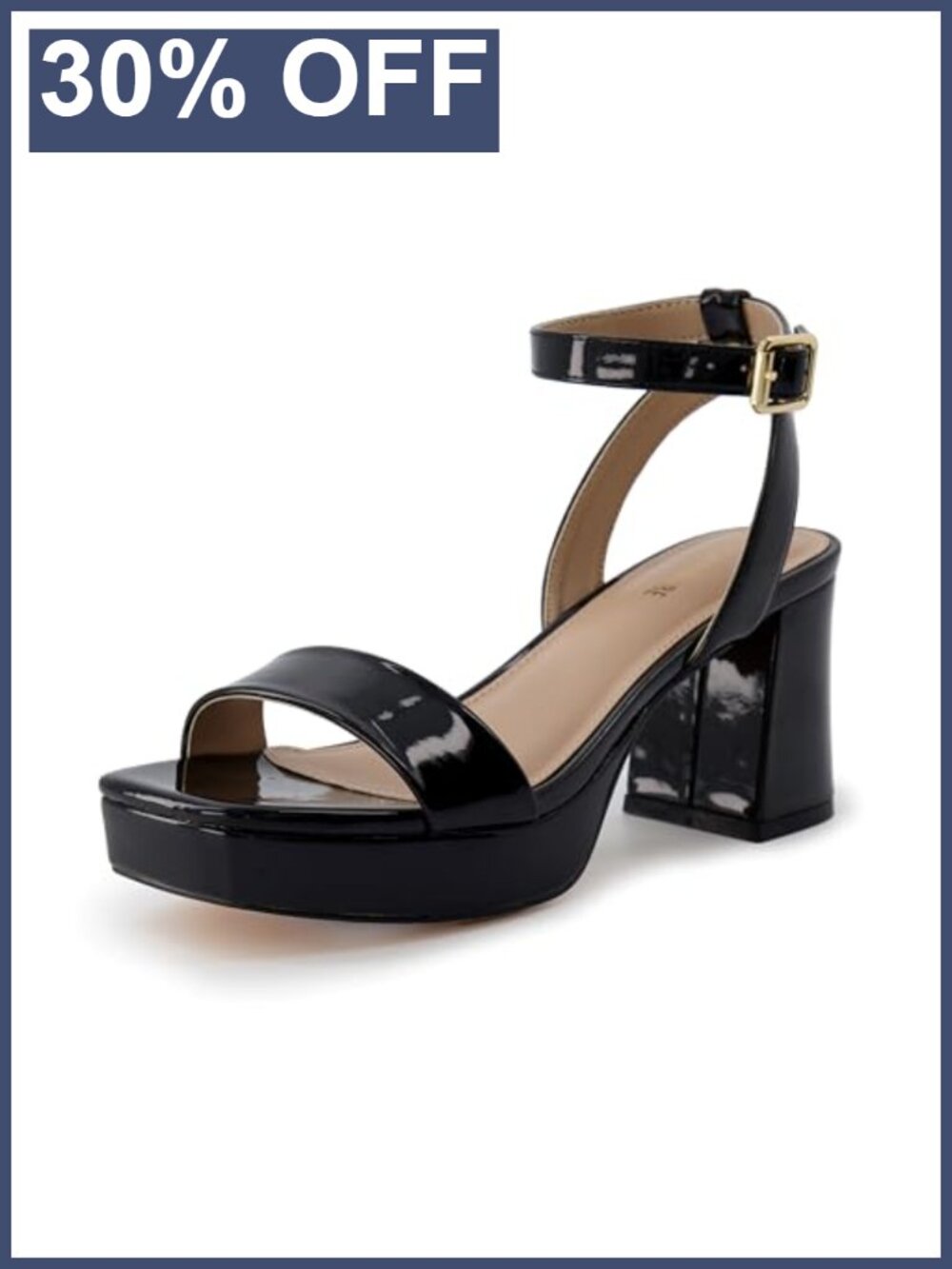 Platform Dress Sandal Faux Leather Ankle Strap Heels